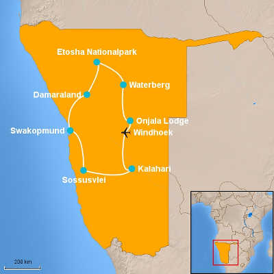 Karte Namibia Sossusvlei